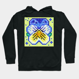 Celestial Blue And Yellow Pansy Pixel Art Hoodie